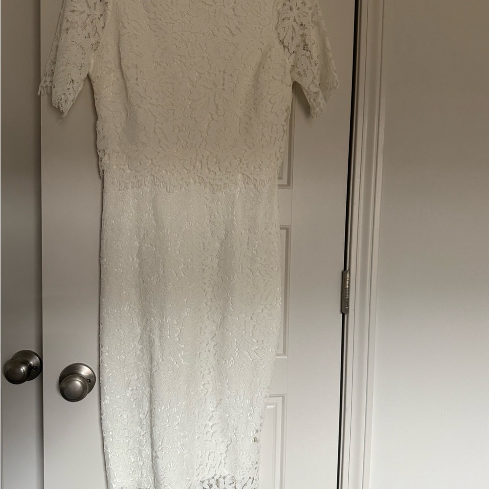 Lulu's Elegant Lace Dress in White